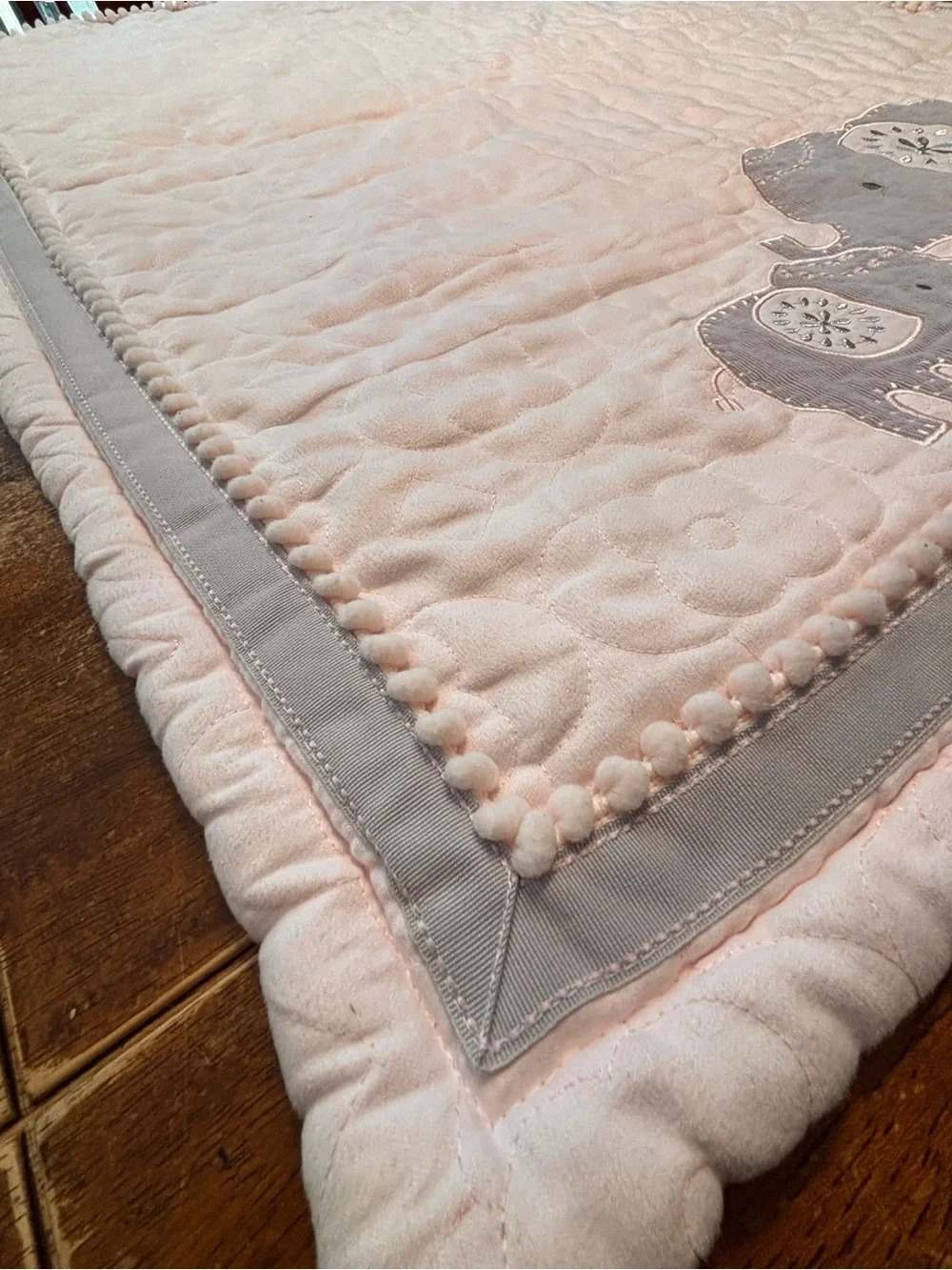 Koala Baby Elephants Pink Grey Pattern Trim Blanket Mom and Baby READ